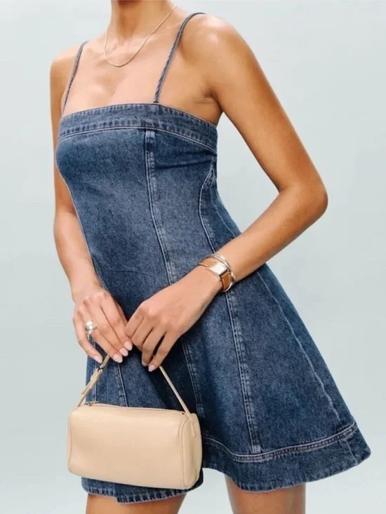 Reformation Elma Denim Mini Dress 2 - Picture 8 of 8